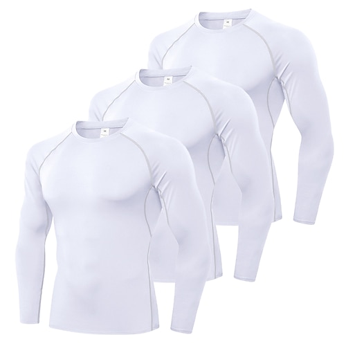 Herren Kompressionsshirt Laufshirt Langarm Basisschicht Sportlich Sommer Frühling Herbst Winter Einfarbig Spandex Schnelltrocknend Weich Power Flex Feuchtigkeitsableitend Fitnesstraining Joggen Laufen Image
