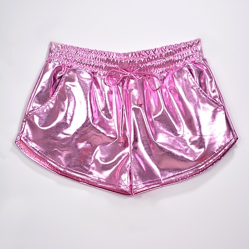Metallisch 1980er Glänzendes Latex-Patent Shorts PU - Leder Kostüm Damen Maskerade Party Junggesellinnenabschiedsparty Pride Parade Erwachsene Shorts Image