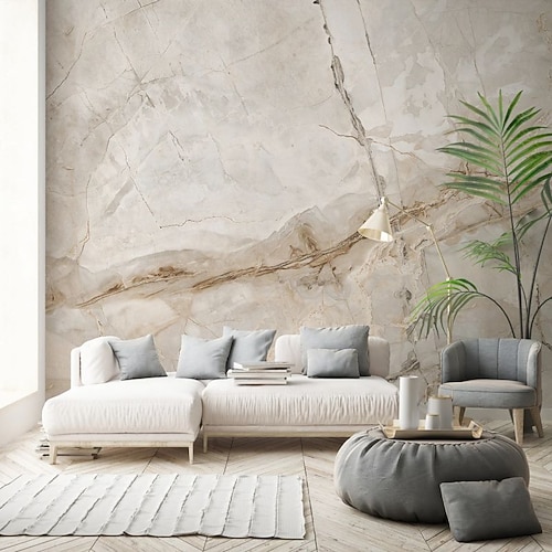 Coole Tapeten, abstrakte Marmortapete, Wandbild, weißer Aufkleber, abziehbares PVC/Vinyl-Material, selbstklebend/Kleber erforderlich, Wanddekoration für Wohnzimmer, Küche, Bad Image