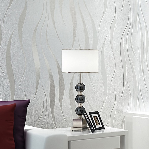 Coole Tapeten, Wandbild, einfarbig, weiß, grau, gold, Tapete, abnehmbare Hintergrundbilder, Vlies für die Heimdekoration, wasserdichtes Material, Heimdeko, 53 x 950 cm Image