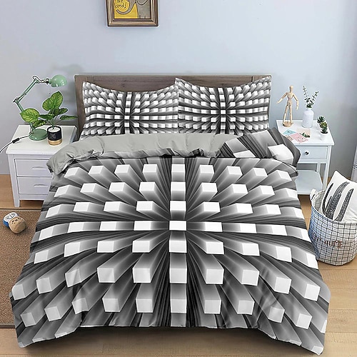 3D-Bettwäsche-Vortex-Druck-Druck-Bettbezug, Bettwäsche-Sets, Bettdeckenbezug mit 1 Druck-Druck-Bettbezug oder Bettdecke, 2 Kissenbezüge für Doppelbett/Queen/King Image
