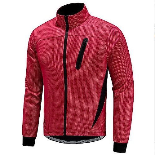 Herren Fahrradjacke Winter Thermowarm Fleece-Futter Winddicht Wasserdichter Reißverschluß Fahhrad Jacke Windjacke Mountainbike MTB Straßenradsport Stadtradfahren Schwarz Rote Blau Fahrradbekleidung Image