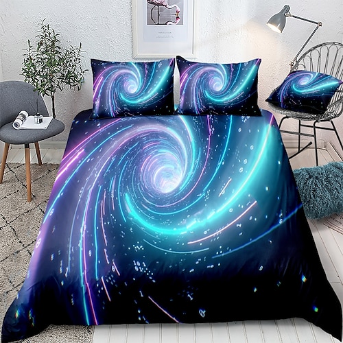 3-teiliges 3D-Vortex-Bettbezug-Set, Hotelbettwäsche-Sets, Bettdeckenbezug mit weicher, leichter Mikrofaser, 1 Bettbezug, 2 Kissenbezüge für Doppel-/Queen-/King-Size-Betten (1 Kissenbezug für Twin/Einzelbett). Image