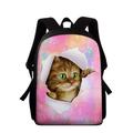 Herren Damen Kinder Rucksack Schultasche 3D Rucksack Schulanfang Täglich Katze 3D-Druck Oxford Hohe Kapazität Reißverschluss Bedruckt Schwarz Rosa Purpur