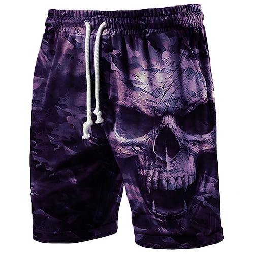 Herren Schädel Grafikdruck Kostüme Aktive Sweatshorts Frottee-Shorts Mittlere Taille Mode Streetwear Klassischer Stil Sport Outdoor Casual Daily Zugband Elastischer Bund Druck Designer Kleidung Image