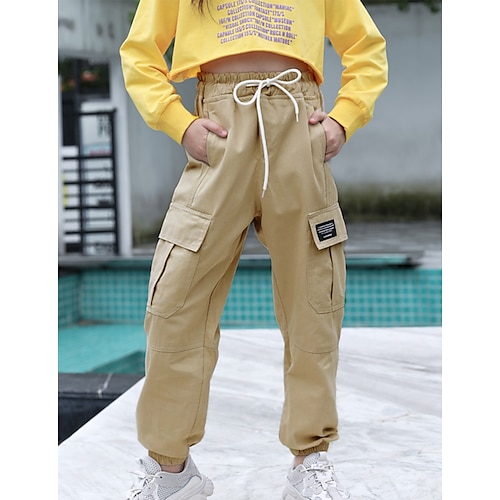 Zurück zur Schule Mädchen 3D Feste Farbe Hose Sommer Frühling Herbst Aktiv Fracht Kinder Teen Schulanfang Outdoor Täglich Image