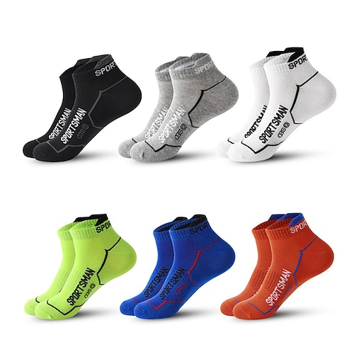 Herren 6er Pack Mehrfachpackungen Socken Ankle Socken Niedrig geschnittene Socken Laufsport Socken Freizeitsocken Schwarz Weiß Farbe Farbblock Sport Natur Casual Täglich Grundlegend Mittel Frühling Image