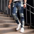 Farbblock Plaid / Karomuster Geschäftlich Brautkleider schlicht Herren 3D-Druck Anzughosen Hosen Hose Outdoor Freizeitskleidung Strassenmode Polyester Marineblau Königliches Blau Blau S M L Mittlere