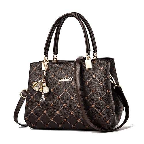 Damen Handtasche Umhängetasche Schultertasche Boston-Tasche PU-Leder B¨¹ro Täglich Festtage Anhänger Reißverschluss Hohe Kapazität Wasserdicht Langlebig Geometrisch Farbblock dunkles Ahornblatt mit