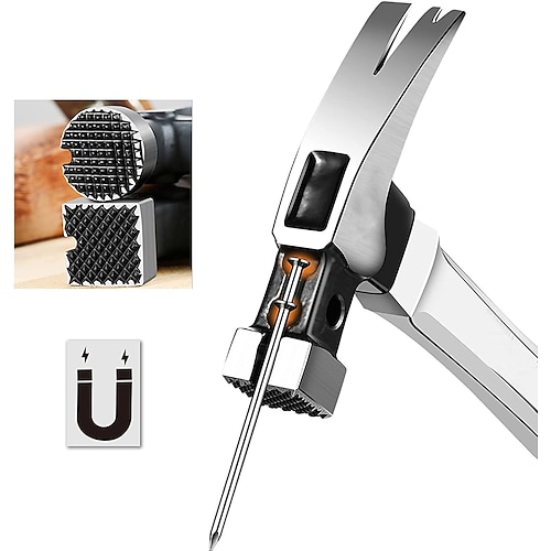 Nagelhammer - Hochleistungs-Zimmermannshammer Stahl Holzbearbeitungswerkzeuge Automatischer magnetischer Nagelsaughammer für Haushalt, Industrie Image