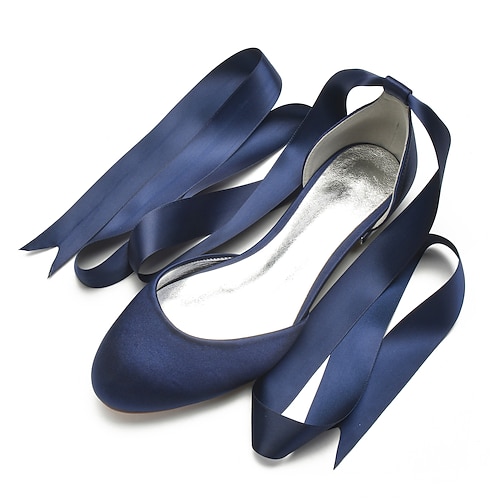 Grüne Ballerinas aus Satin für Damen mit langen Bändern, elegante und bequeme Schuhe für Hochzeiten und besondere Anlässe Image