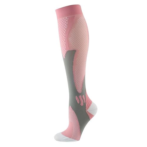 Herren Socken Kompressionssocken Radsocken Übung im Freien Fahhrad / Radsport Atmungsaktiv Weich Schweißableitend 1 Paar Graphic Streifen Nylon Schwarz Weiß Rosa S L-XL XXL / elastisch