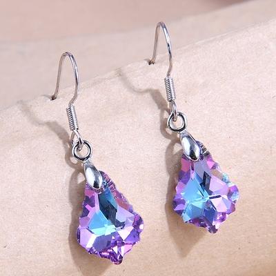 Damen Tropfen-Ohrringe Ohrring Geometrisch Blattform Ohrringe Schmuck Dunkelrosa / Blau / Purpur Für Karnival Abiball Festival Image