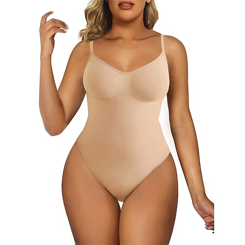 Damen-Bodysuits in Übergröße, figurformend, reine Farbe, modisch, heißer Urlaub, Fitnessstudios, Nylon, atmungsaktive Träger, ärmellos, rückenfrei, Sommer, Frühling, Home-Outfits Image
