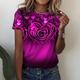 Damen T Shirt Herz Rose Blumen Festtage Wochenende Bedruckt Rosa Kurzarm Basic Rundhalsausschnitt