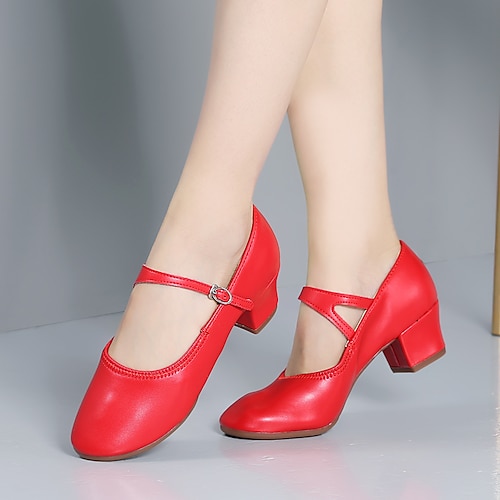 Goldene Mary-Jane-Tanzschuhe für Damen mit niedrigem Absatz und Schnallenriemen, glänzende, weiche Kunstleder-Ballsaal-Pumps für lateinamerikanisches Training, Hochzeiten und Bühnenauftritte Image