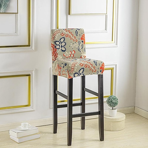 Stretch-Bezug für Barhocker Stuhlhussen, Kneipen-Thekenhocker, Stuhlbezug für Esszimmer, Café, Möbel, Sitzbezug, Stretch-Schutz, rutschfest, mit elastischem Boden