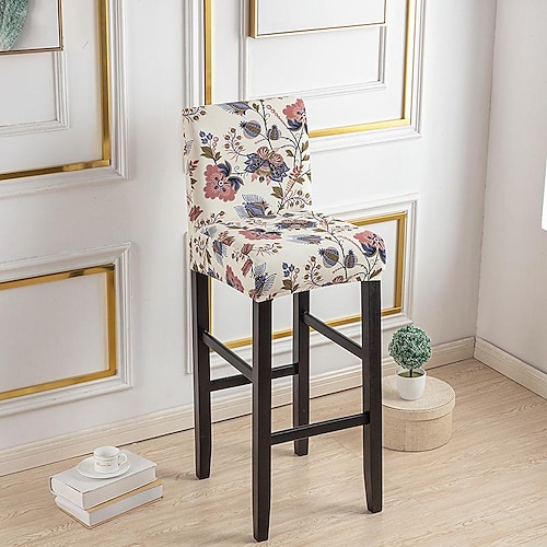 Stretch-Bezug für Barhocker Stuhlhussen, Kneipen-Thekenhocker, Stuhlbezug für Esszimmer, Café, Möbel, Sitzbezug, Stretch-Schutz, rutschfest, mit elastischem Boden Image