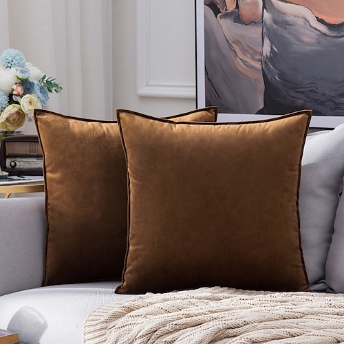 Coolste Kissen, dekorative Wurfkissen, Wurfkissenbezug, Samt-Bauernhaus-Kissenbezug für Schlafzimmer, Wohnzimmer, Kissenbezug in Rosa, Blau, Salbeigrün, Lila, Gelb Image
