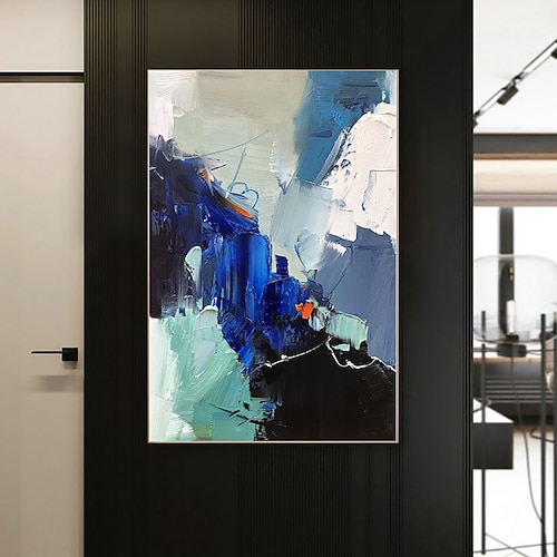 Handgefertigte Ölgemälde auf Leinwand, Wandkunst, Dekoration, moderne abstrakte Farbmessermalerei für Wohnkultur, gerollt, rahmenlos, ungedehnt Image