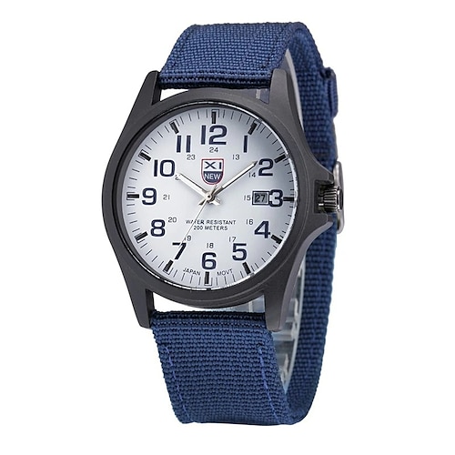 Quarz-Uhr Geschenk für Männer Analoge Quarz-Canvas-Armbanduhr Männer Freizeit Auto Datum Quarz Uhr Militär Armee Grün Uhr Einfache Analoge Sport Herren Armbanduhr