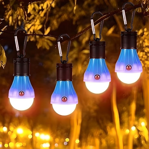 4 Stück tragbare Campinglaternen LED-Wasserdichte-Zeltlichter 50LM wasserdichtes Camping für Rucksacktouren Wandern Angeln Notfallhängelicht leicht Image