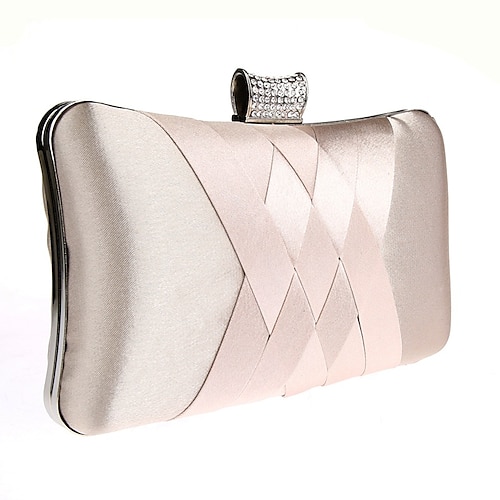Abend-Clutch aus Satin für Damen – elegante lila Handtasche mit Strassverschluss für Hochzeiten, Partys und formelle Anlässe