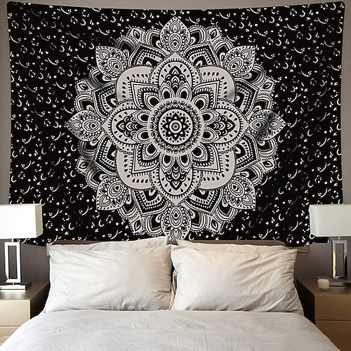 Mandala Bohemian Wandteppich Kunst Dekor Decke Vorhang hängen zu Hause Schlafzimmer Wohnzimmer Wohnheim Dekoration Boho Hippie psychedelische Blumenblume Lotus Indianer Image