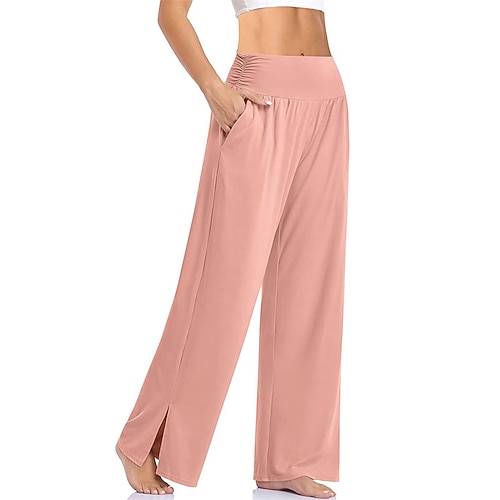 Loungewear-Hosen für Damen, reine Farbe, Sport, schlicht, bequem, für Zuhause, Alltag, Urlaub, lange Hosentasche, Sommer, Frühling Image