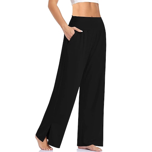 Loungewear-Hosen für Damen, reine Farbe, Sport, schlicht, bequem, für Zuhause, Alltag, Urlaub, lange Hosentasche, Sommer, Frühling Image
