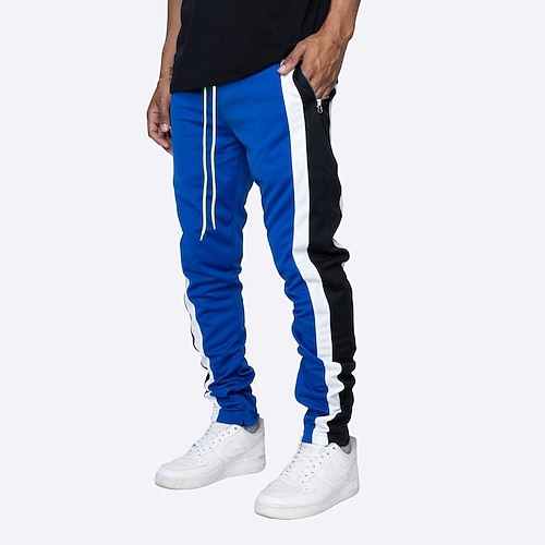 Herren Jogginghose Trainingshose Jogginghose Jogger Hose Hosen Stifte Trainingshose Kordelzug Elastische Taille Patchwork In voller Länge Sports Outdoor Strassenmode Brautkleider schlicht Schlank Image