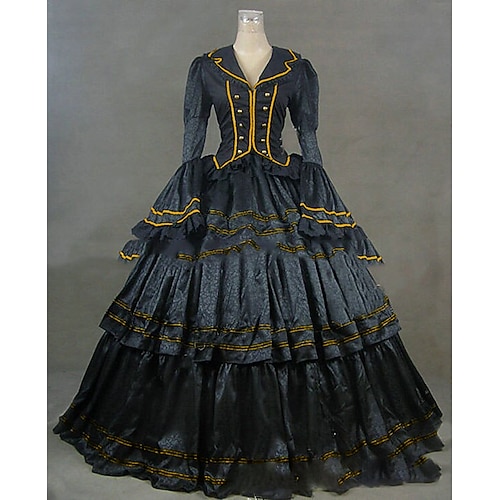 Kleid Rokoko Viktorianisch 18. Jahrhundert Bodenlang Kleid Partykostüm Maskerade Übergröße Normal Kundenspezifische Kappe Vintage Kostüm Damen königlich Party Abschlussball Karneval von Venedig Image