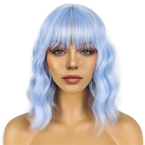 Karnevalsperücke 2026 Blond Rosa Blau Lockig Bob Mittellang Synthetische Festivalperücke Karneval Parade Cosplay-Kostümfrisur für Damen Image