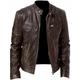 Herren Lederjacke Kunstlederjacke Motorrad Jacke Motorradjacke Strasse Casual warm Windundurchlässig Zip Frühling Herbst Feste Farbe Tasche Modisch Cool Ständer Standard Kunstleder Slim Fit Schwarz