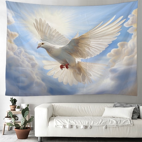Friedenstaube zum Aufhängen, Wandteppich, Kunst, großer Wandteppich, Wanddekoration, Fotografie, Hintergrund, Decke, Vorhang, Zuhause, Schlafzimmer, Wohnzimmer, Dekoration Image
