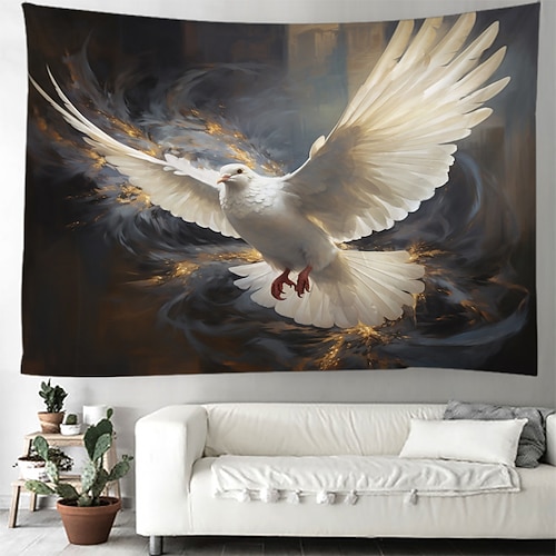 Friedenstaube zum Aufhängen, Wandteppich, Kunst, großer Wandteppich, Wanddekoration, Fotografie, Hintergrund, Decke, Vorhang, Zuhause, Schlafzimmer, Wohnzimmer, Dekoration Image