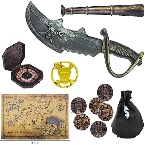 Piratenmesser, Münztüte, Requisiten, Spielzeug, Piratenkompass, Kinderfest, Anziehkostüm, Dekoration, Spielhaus, Halloween, so tun als ob, Geschenk Image