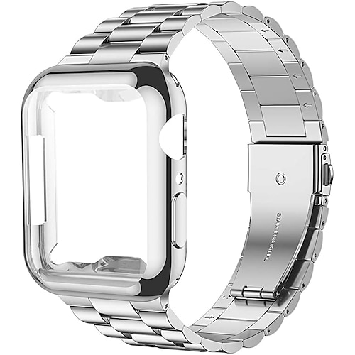 Gliederarmband Kompatibel mit Apple Watch Armband mit Fall Metallverschluss Schnalle Edelstahl Ersatzarmband für 38mm 40mm 41mm 42mm 44mm 45mm 49mm iwatch Series Ultra 8 7 6 SE 5 4 3 2 1 Image
