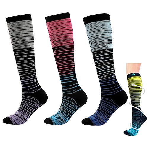 3 Paar abgestufte medizinische Kompressionsstrümpfe für Damenamp;Herren 20-30mmhg Kniestrümpfe (mehrfarbig 1, klein/mittel (US-Größe)) Image