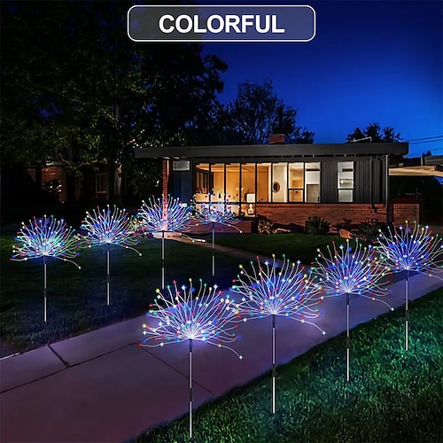 Solar Feuerwerk Lichter 90/120/150/200 LEDs Outdoor DIY Solarleuchten Garten dekorative Lichter wasserdichte Lichterketten Rasenlichter Image