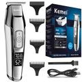 Kemei Haarschneidemaschine Bartschneider Profi für Männer einstellbare Geschwindigkeit LED Digital Carving Clippers Elektrorasierer km-5027