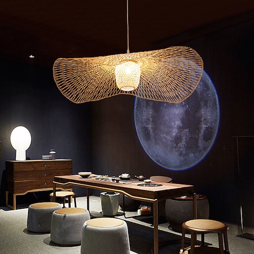 Bambus-Deckenleuchter im Retro-idyllischen Stil e26 / e27-Kronleuchterbeleuchtung ist für Wohnzimmer-Schlafzimmer-Restaurant-Café-Bar-Restaurant-Club anwendbar Image