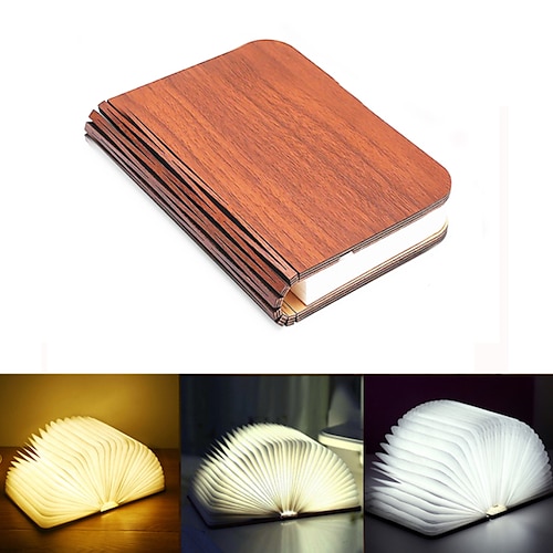 Led Buch Nachtlicht tragbar 3 Farben kreative Holz 5V USB wiederaufladbare magnetische faltbare Schreibtisch Tischlampe Heimtextilien Image