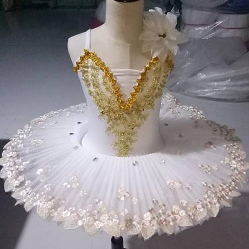 ballett tutu kleid kinder dancewear kristall spitze druck stickerei mädchen training leistung ärmellos hoch elastan spitze tüll Image