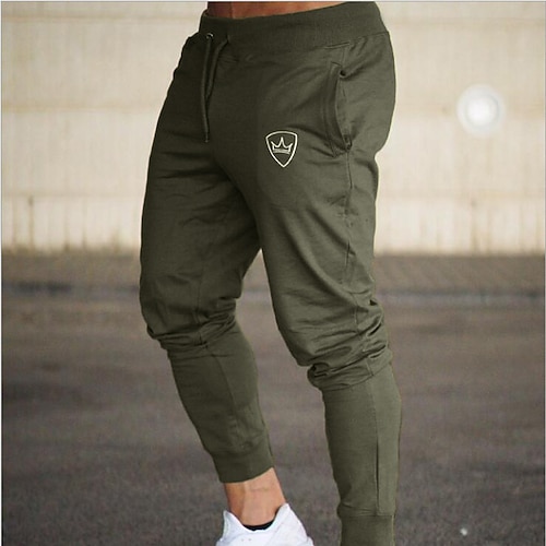 Herren Jogginghose Trainingshose Jogginghose Jogger Hose Hosen Trainingshose Kordelzug Elastische Taille Geometrische Muster Sports Outdoor Athleisure Armeegrün Schwarz Image