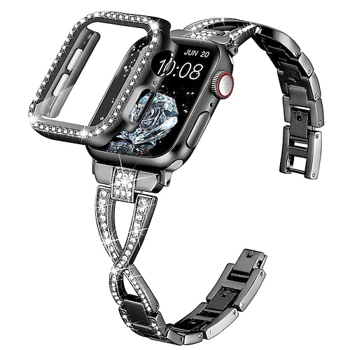 Schmuck Armband Kompatibel mit Apple Watch Armband 38mm 40mm 41mm 42mm 44mm 45mm 49mm mit Fall Edelstahl Ersatzarmband für iwatch Series Ultra 8 7 SE 6 5 4 3 2 1 Image