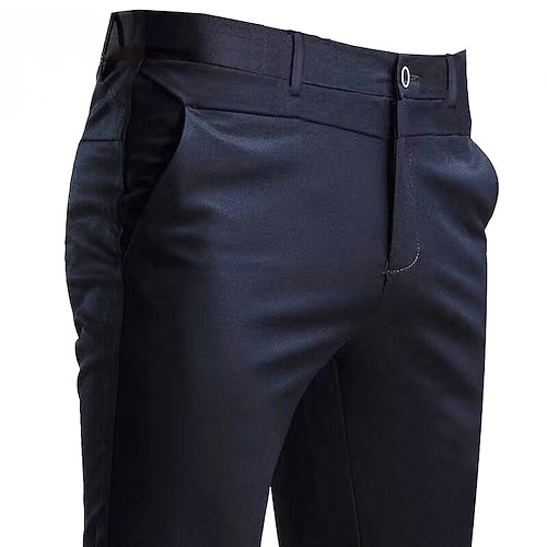 Herren Hose Anzughose Stoffhosen Freizeithose Tasche Einfarbig tragbar Außenbereich Volle Länge Hochzeit Heim Arbeit Mode Streetwear weiß grau Schwarz Dehnbar Image