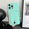 Custodia per telefono a portafoglio con slot per borsa per carte push per iPhone 16 15 14 11 12 13 Pro Max Plus Cover posteriore in silicone morbido opaco antiurto