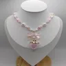 Coquette cottagecore collana con fiocco alla fragola perla fairycore cuore rosa bianco