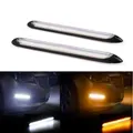 2 pezzi LED per auto DRL luci di marcia diurna impermeabile universale 12V faro automatico sequenziale indicatori di direzione flusso giallo luce diurna